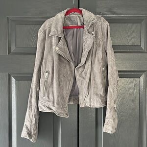 Women’s Grey Suede Moto Jacket